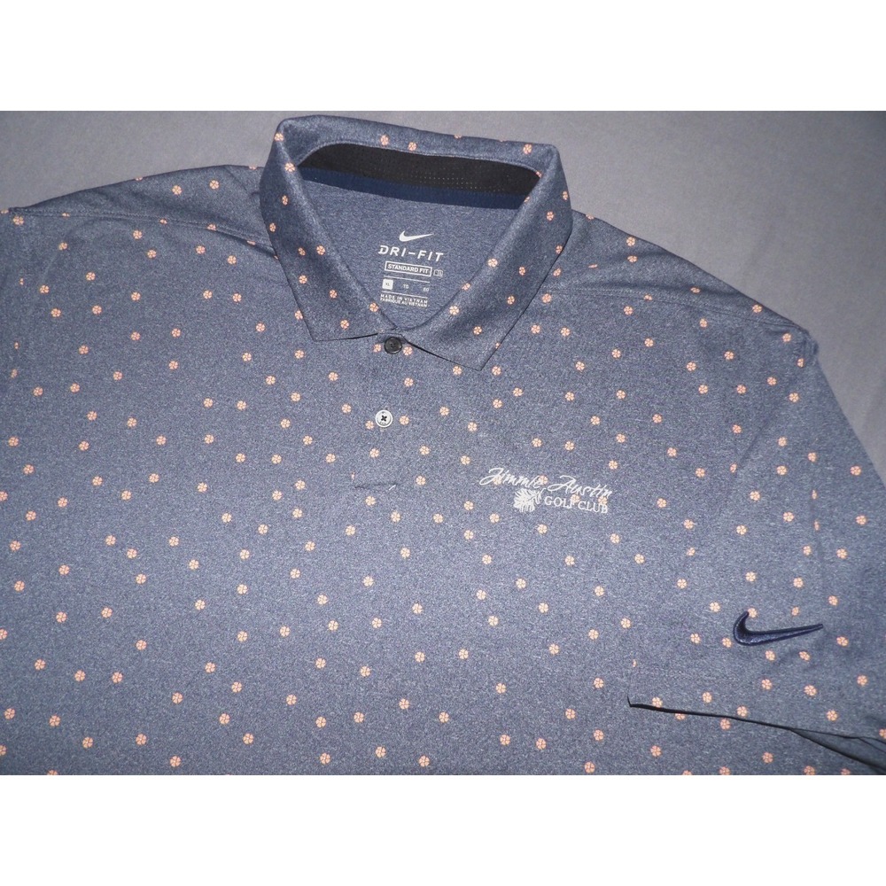 Nike Dri-Fit Short Sleeved Blue Floral Stretch Polo Golf Shirt Men's XL
